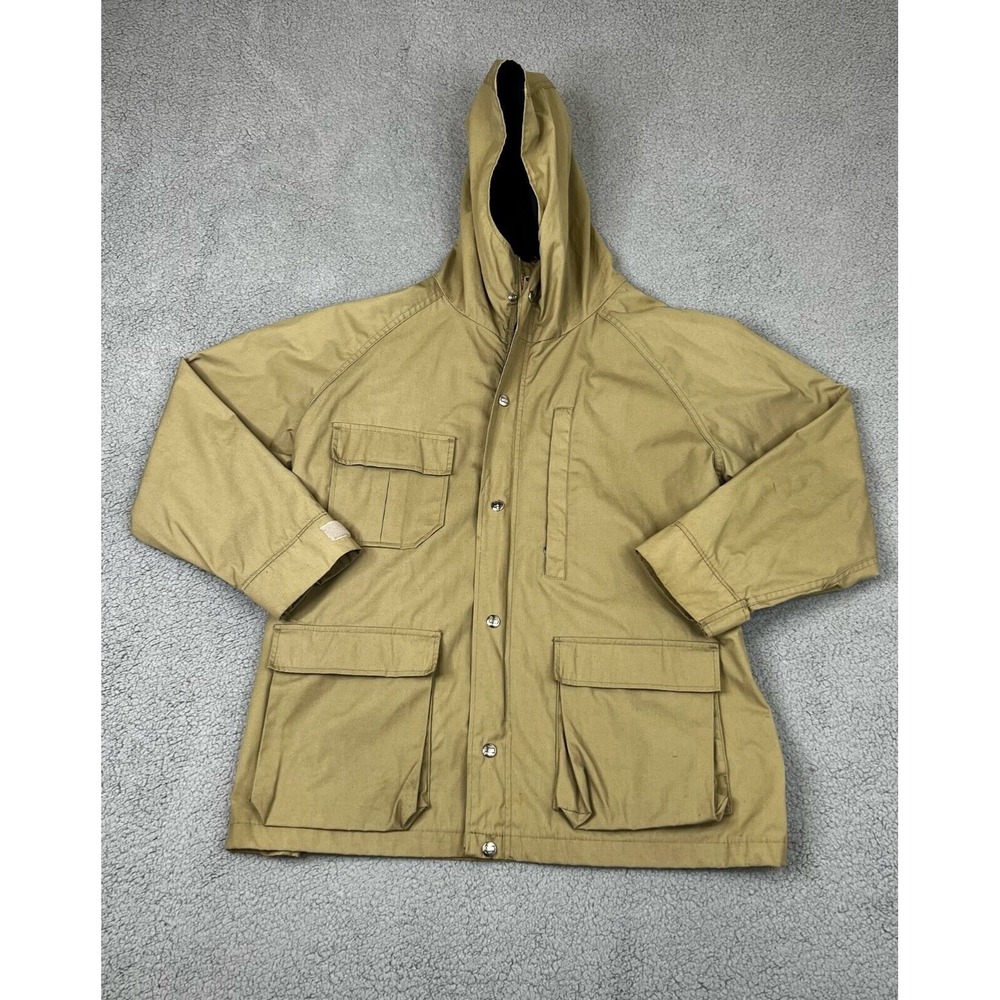Vintage The Woolrich Woman Jacket Style 6172 Tan Size Large Made In USA 5 Pocket